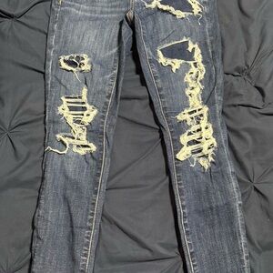 American Eagle Outfitters Ripped Dark Blue Skinny Jeans